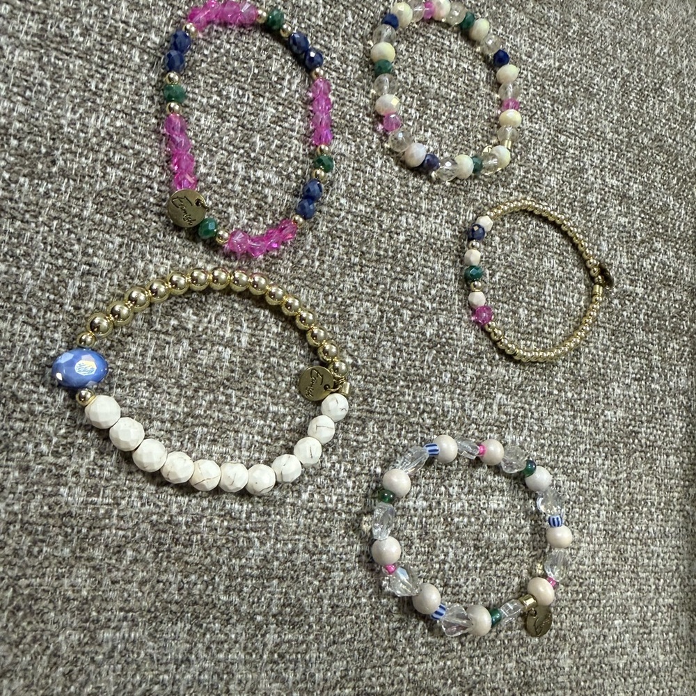 Erimish Multicolor Beaded Bracelet Stack With Gol… - image 3